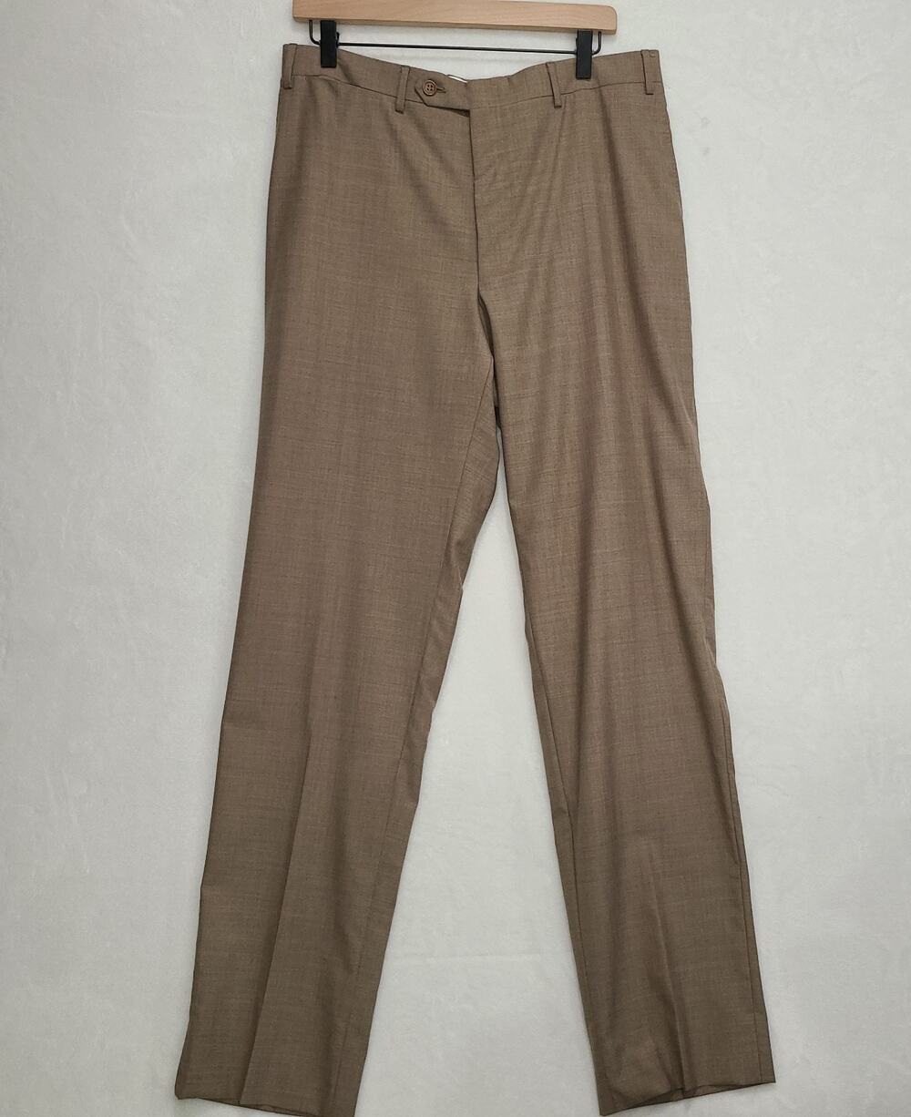 Canali Luxury Dress Pants Mens 36 Brown Flat Front 100% Wool AT10552 Italy READ